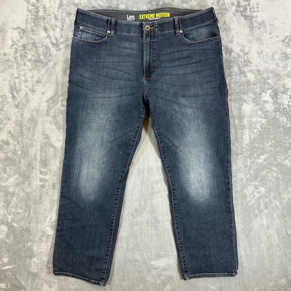 Lee Extreme Motion Straight‎ Fit Tapered Leg Jeans Men's 40x32 Dark Blue Pants